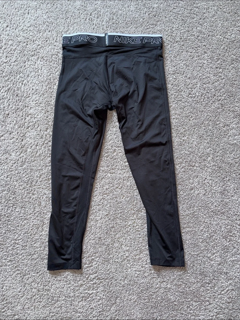 Men’s Tight-Fit Nike Black Compression Leggings with White Swoosh